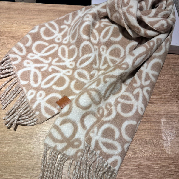 SCIARPA ANAGRAM 200 CM IN MISTO BEIGE ALPACA BIANCO E LANA 411851