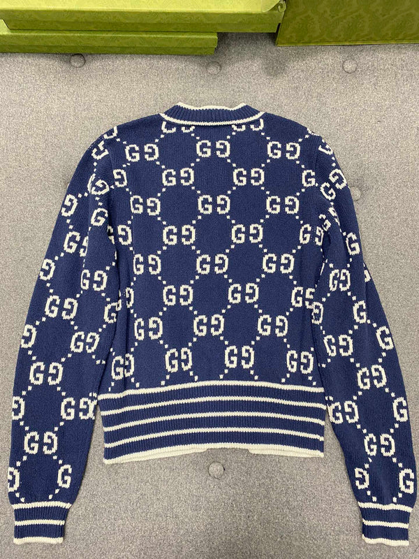 GG 25 Cardigan Navy Blue Jacquard 0039