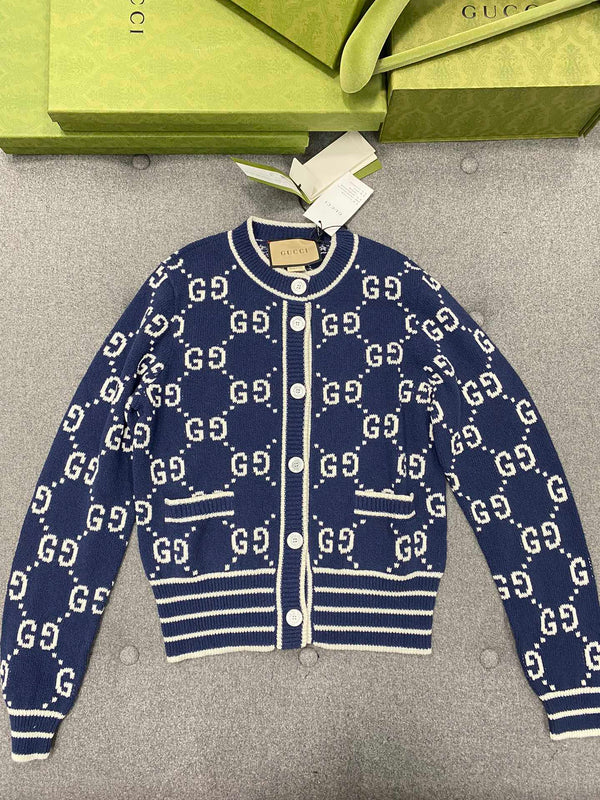 GG 25 Cardigan Navy Blue Jacquard 0039