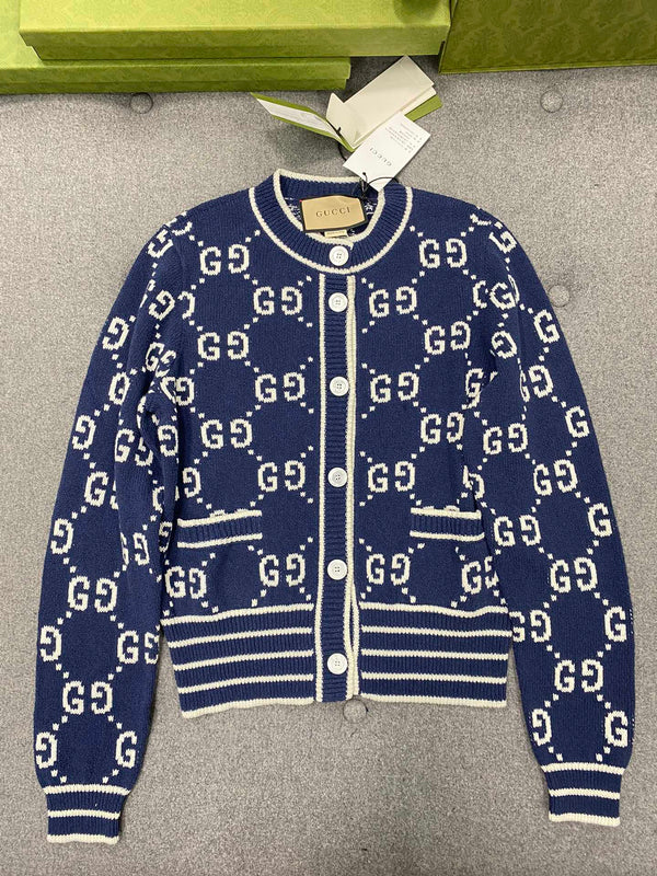 GG 25 Cardigan Navy Blue Jacquard 0039