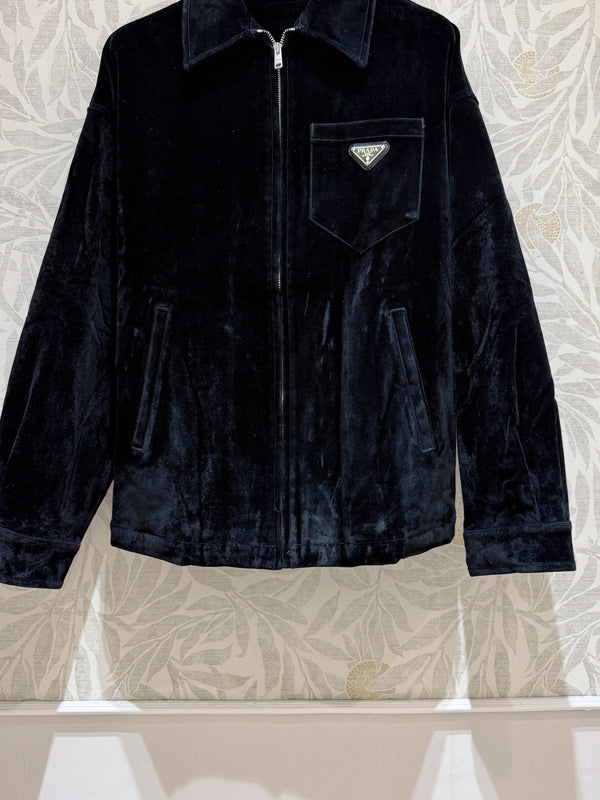 Prada Long Coat Black Velvet