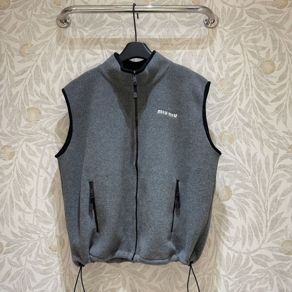 Miu Miu Polar Fleece Vest Gray Polyester