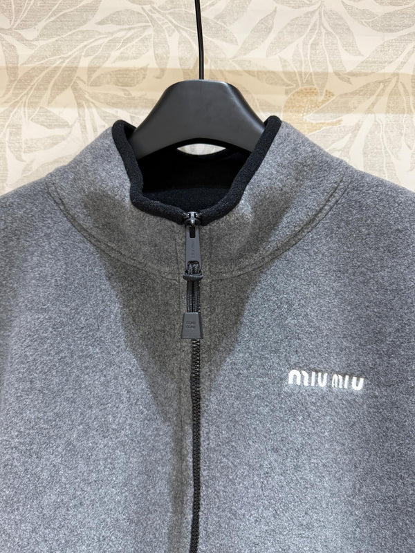Miu Miu Polar Fleece Vest Gray Polyester