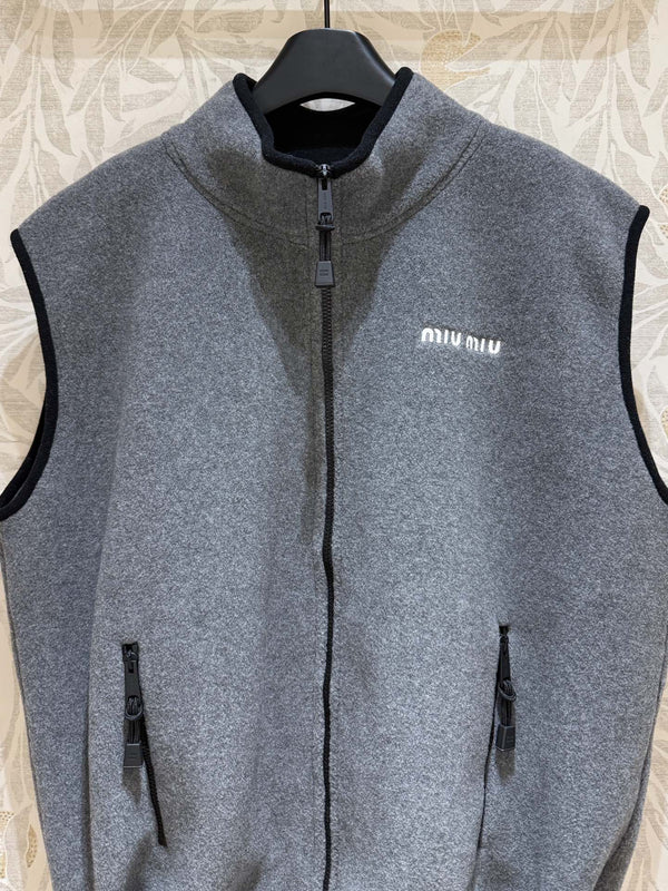 Miu Miu Polar Fleece Vest Gray Polyester
