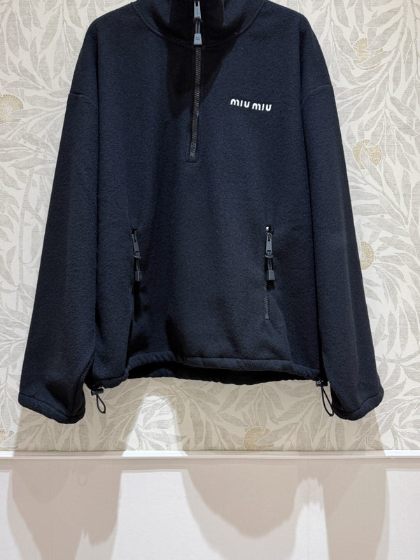 Miu Miu Half-pullover Sweatshirt Black Polyester