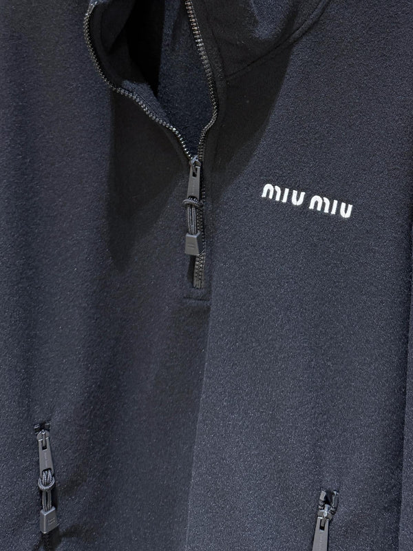 Miu Miu Half-pullover Sweatshirt Black Polyester