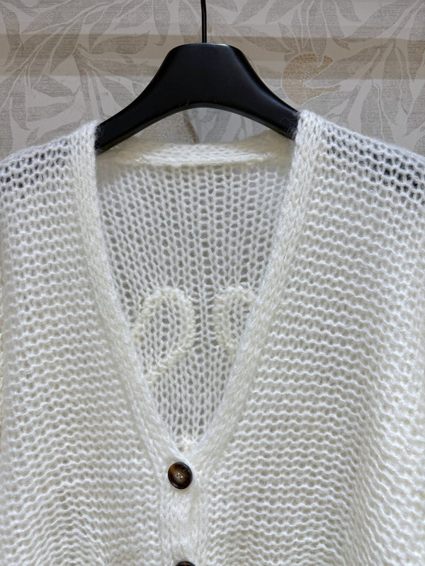 Loewe Cardigan Cream White Wool Mohair