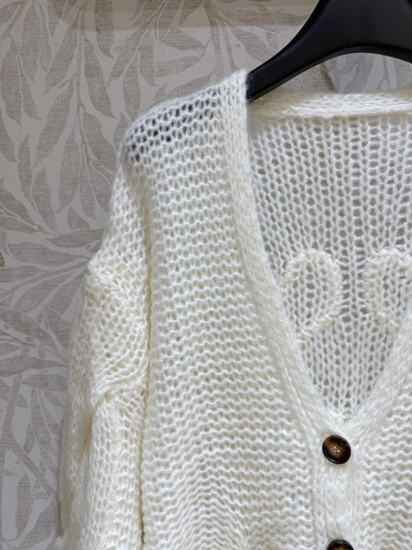 Loewe Cardigan Cream White Wool Mohair