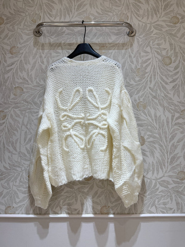 Loewe Cardigan Cream White Wool Mohair