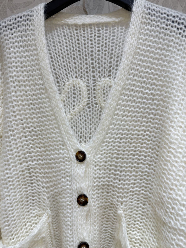 Loewe Cardigan Cream White Wool Mohair