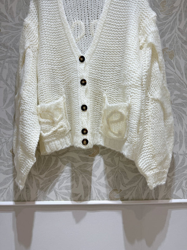 Loewe Cardigan Cream White Wool Mohair