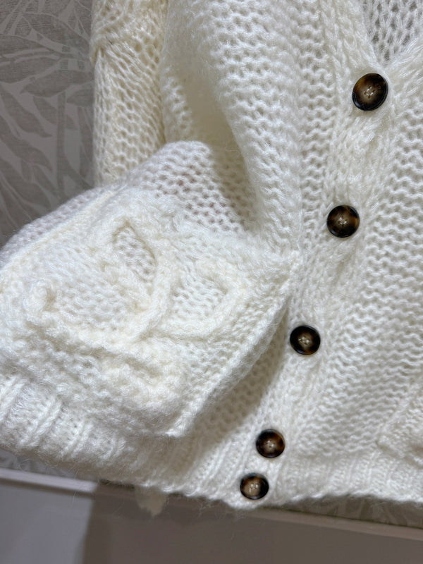 Loewe Cardigan Cream White Wool Mohair