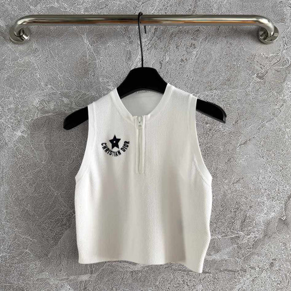 CD High Waist Top White Viscose