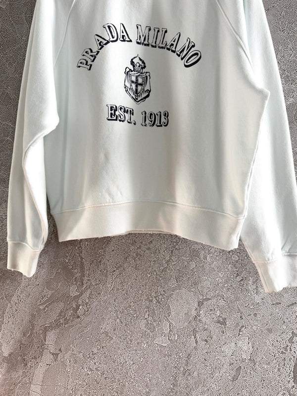 Felpa Prada “PRADA MILANO EST. 1913” in cotone bianco
