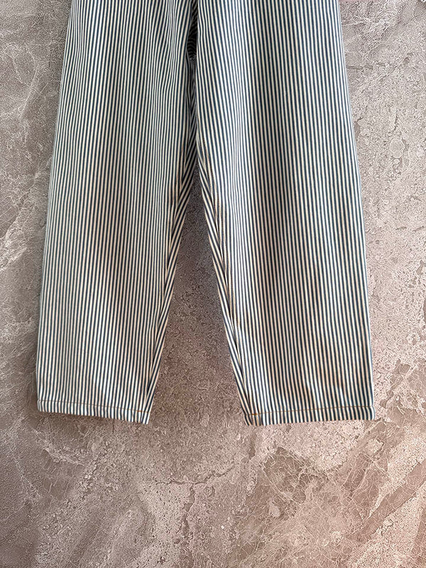 Pantaloni a righe Prada in misto cotone bianco e blu