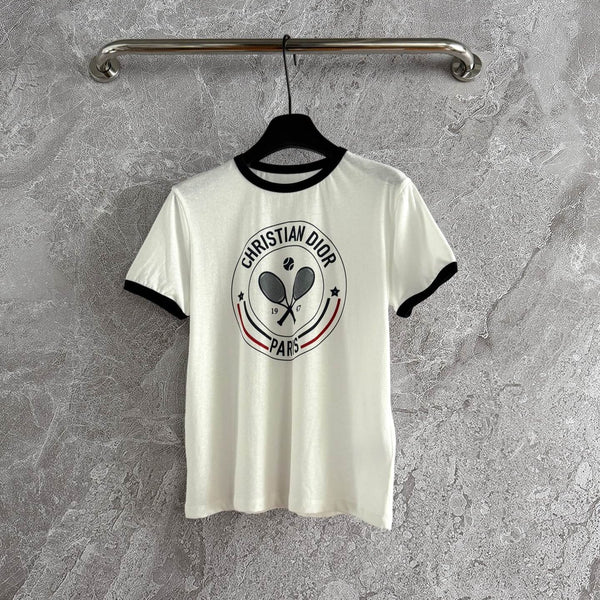 CD Tennis T-shirt White Black Cotton