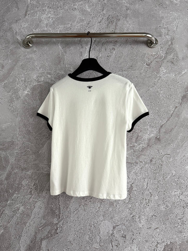 CD Contrasting T-shirt Black mix White Cotton
