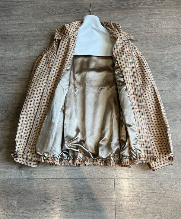 Miu Miu 25 Plaid Stand-up Collar Jacket Katun Pelapis