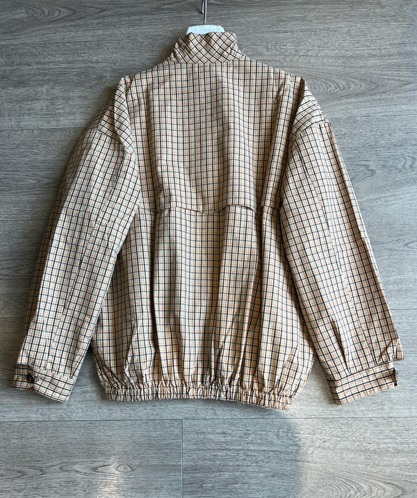 Miu Miu 25 Plaid Stand-up Collar Jacket Katun Pelapis