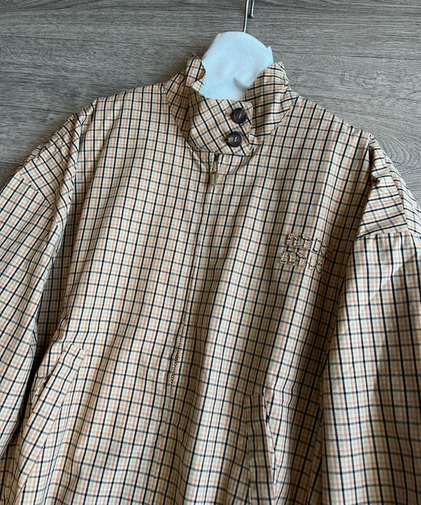 Miu Miu 25 Plaid Stand-up Collar Jacket Katun Pelapis