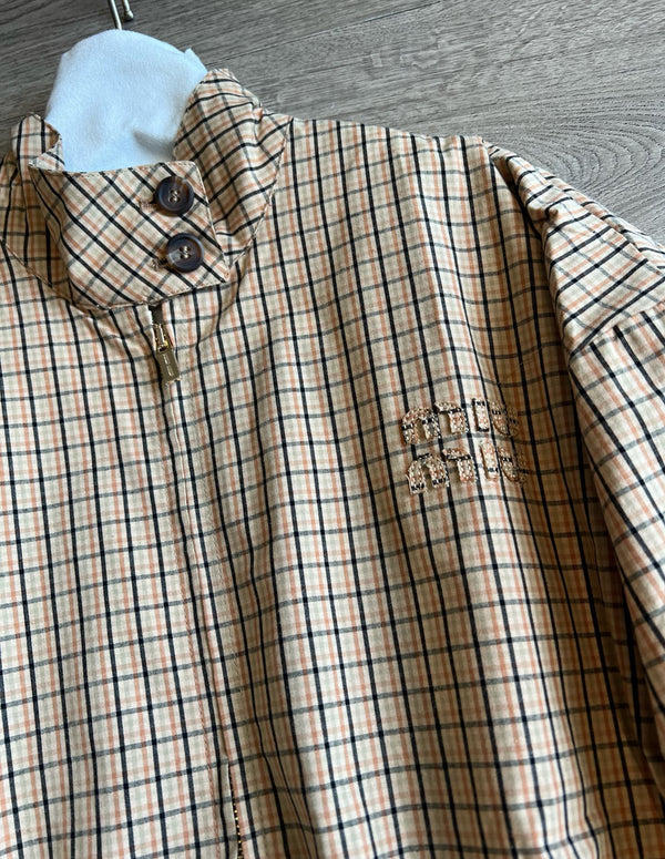 Miu Miu 25 Plaid Stand-up Collar Jacket Katun Pelapis