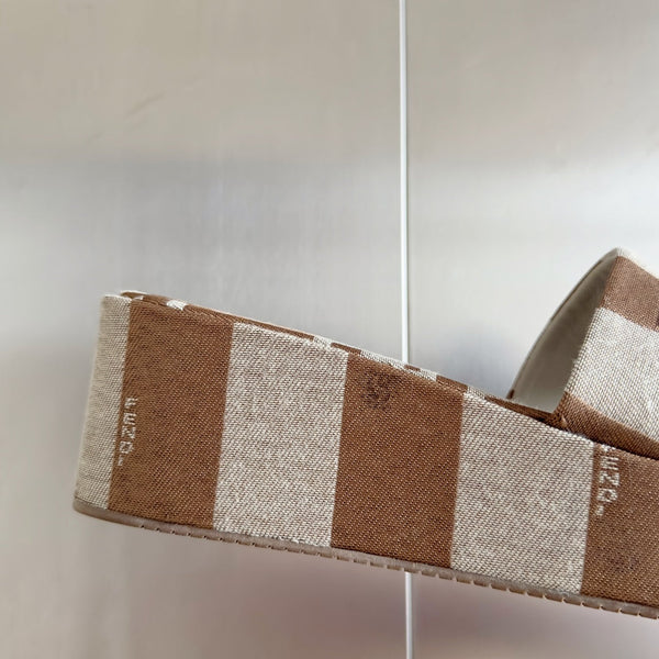 Ciabatte flatform in tela grigio marrone chiaro FF Sunshine 65