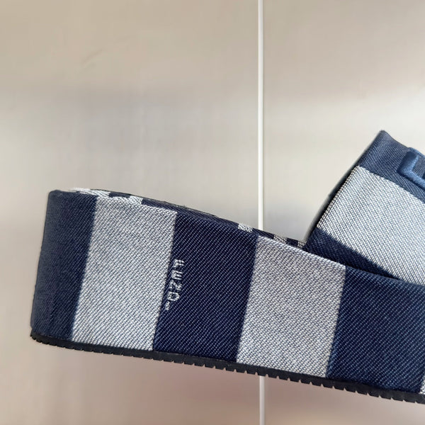 Ciabatte flatform in tela grigio scuro blu FF Sunshine 65