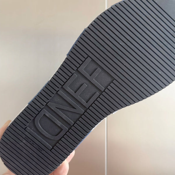 FENDI PLATFORM WEDGES IN NAVY BLUE MIX BEIGE FF MONOGRAM FABRIC