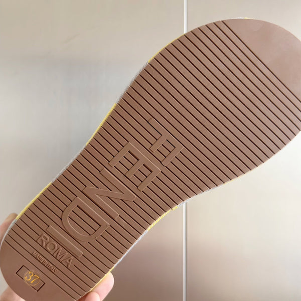 Ciabatte flatform in tela gialla e grigia FF Sunshine 65