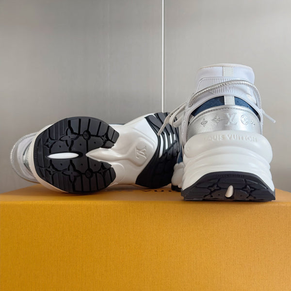 LV Run 55 Sneaker 55mm Dark Blue Mix White Monogram Jacquard Fabric