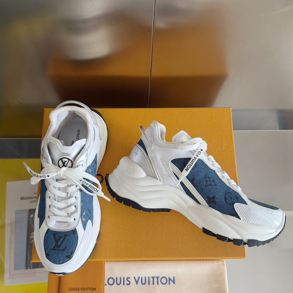LV Run 55 Sneaker 55mm Dark Blue Mix White Monogram Jacquard Fabric