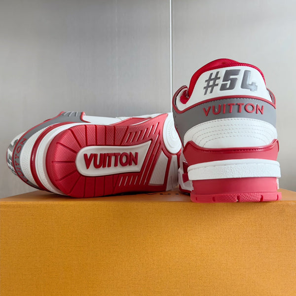 LV Trainer Sneaker 30mm White Mix Red Cowhide