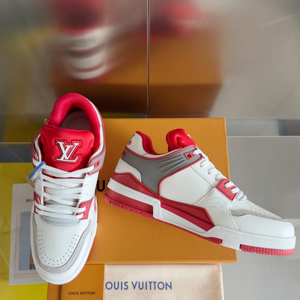 LV Trainer Sneaker 30mm White Mix Red Cowhide