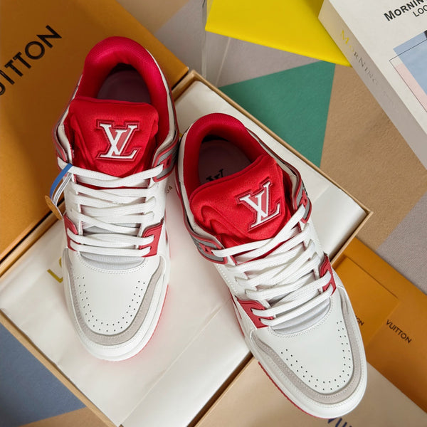 LV Trainer Sneaker 30mm White Mix Red Cowhide