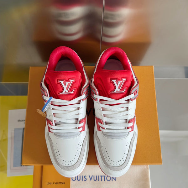 LV Trainer Sneaker 30mm White Mix Red Cowhide