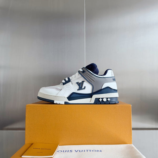 LV Trainer Sneaker 30mm White Mix Blue charcoal Cowhide