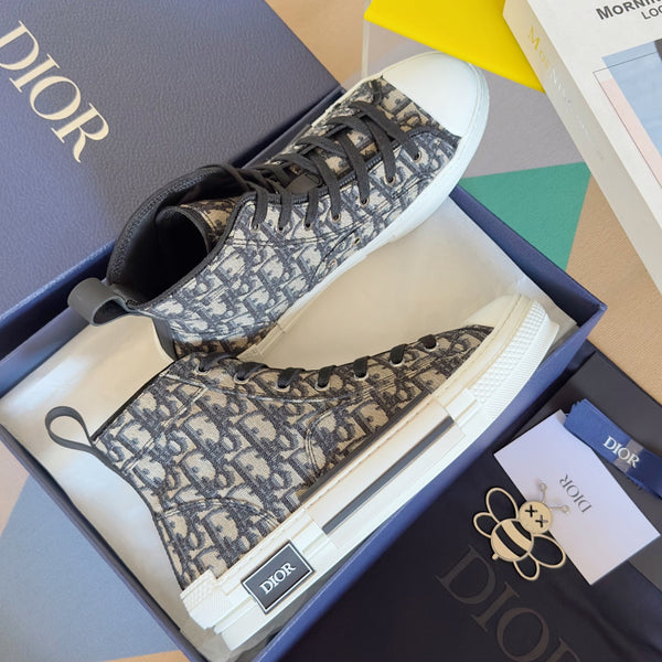 CD B23 High-Top Sneaker 35mm Black White Oblique Jacquard Fabric