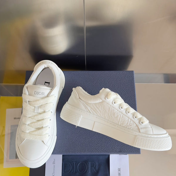 CD B33 Sneaker 40mm Monogramma Bianco Pelle di Vacchetta