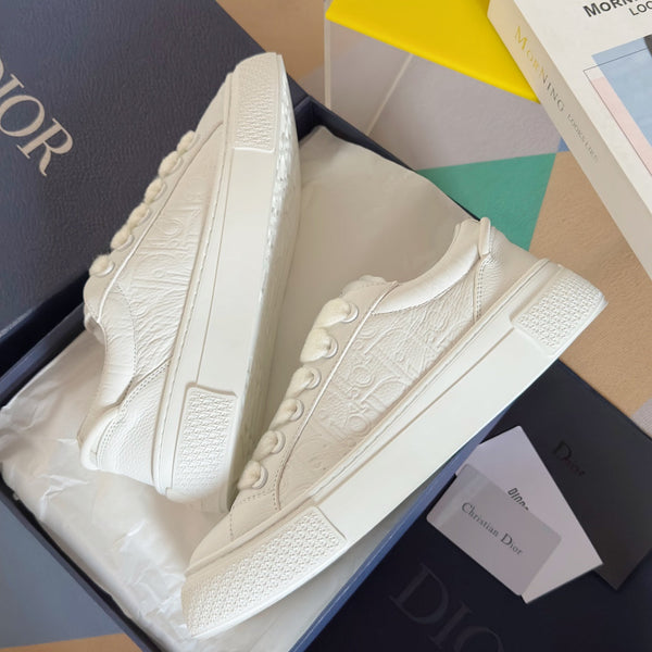 CD B33 Sneaker 40mm Monogramma Bianco Pelle di Vacchetta