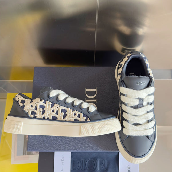 CD B33 Sneaker - Limited And Numbered Edition 40mm Charcoal Blue Oblique Jacquard And Cowhide