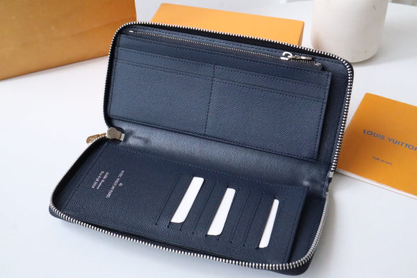 LV Zippy Wallet Vertical Blue Damier Heritage Canvas 217110