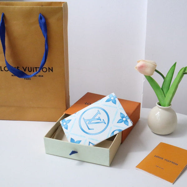 LV By the Pool Passport Card Holder Blue Monogarm Tiles Print Canvas 204707