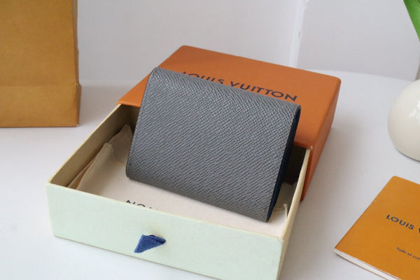 LV M11583 Business Card Holder Gray Blue Cowhile 224135