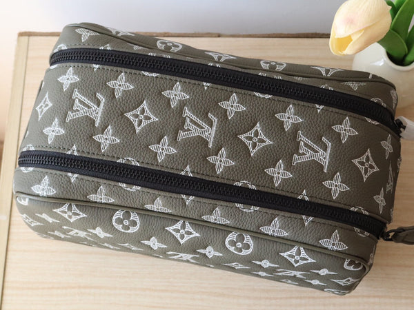 LV Dopp Kit Toiletry Bag Anthracite Grey Monogram Cowhide  224279