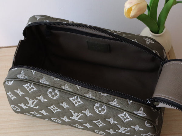LV Dopp Kit Toiletry Bag Anthracite Grey Monogram Cowhide  224279