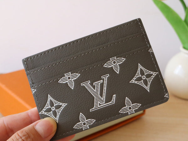 LV Double Card Holder Anthracite Grey Monogram Cowhide 224280