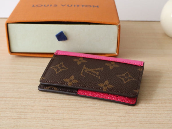 LV Pocket Card Holder Wallet Pink Monogram Canvas & Cowhide 224112