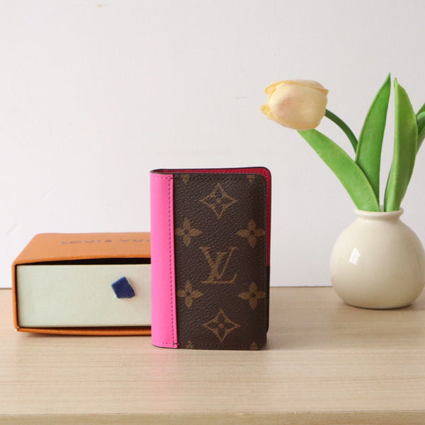 LV Pocket Card Holder Wallet Pink Monogram Canvas & Cowhide 224112