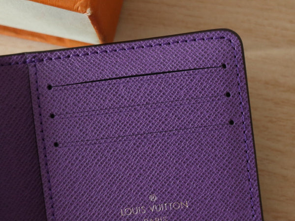 LV Pocket Card Holder Wallet Purple Monogram Canvas & Cowhide 224114