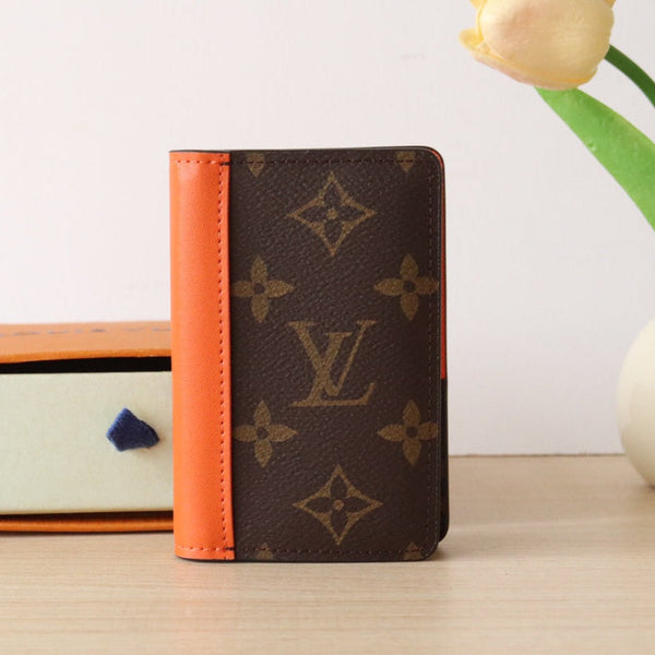 LV Pocket Card Holder Wallet Orange Monogram Canvas & Cowhide 224115